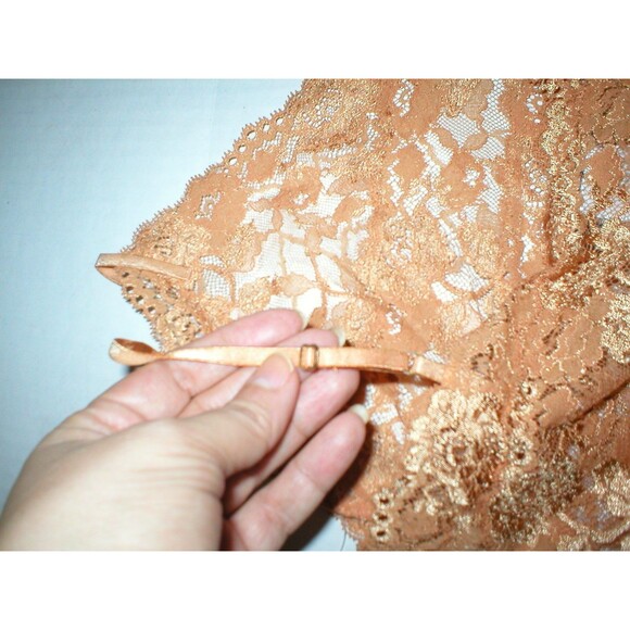 NWT New Designer Josie Natori Lace Camisole Top Womens Sheer Copper M Adjustable - Picture 4 of 5
